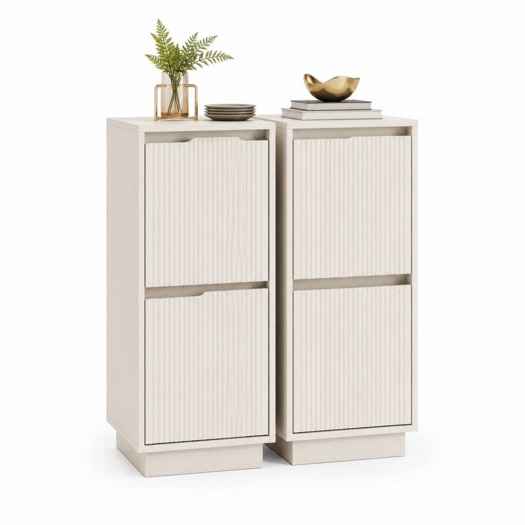 2er Set Sideboards Weiß MDF mit Melaminharzbeschichtung Rechteckig je 40 x 35 x 90 cm