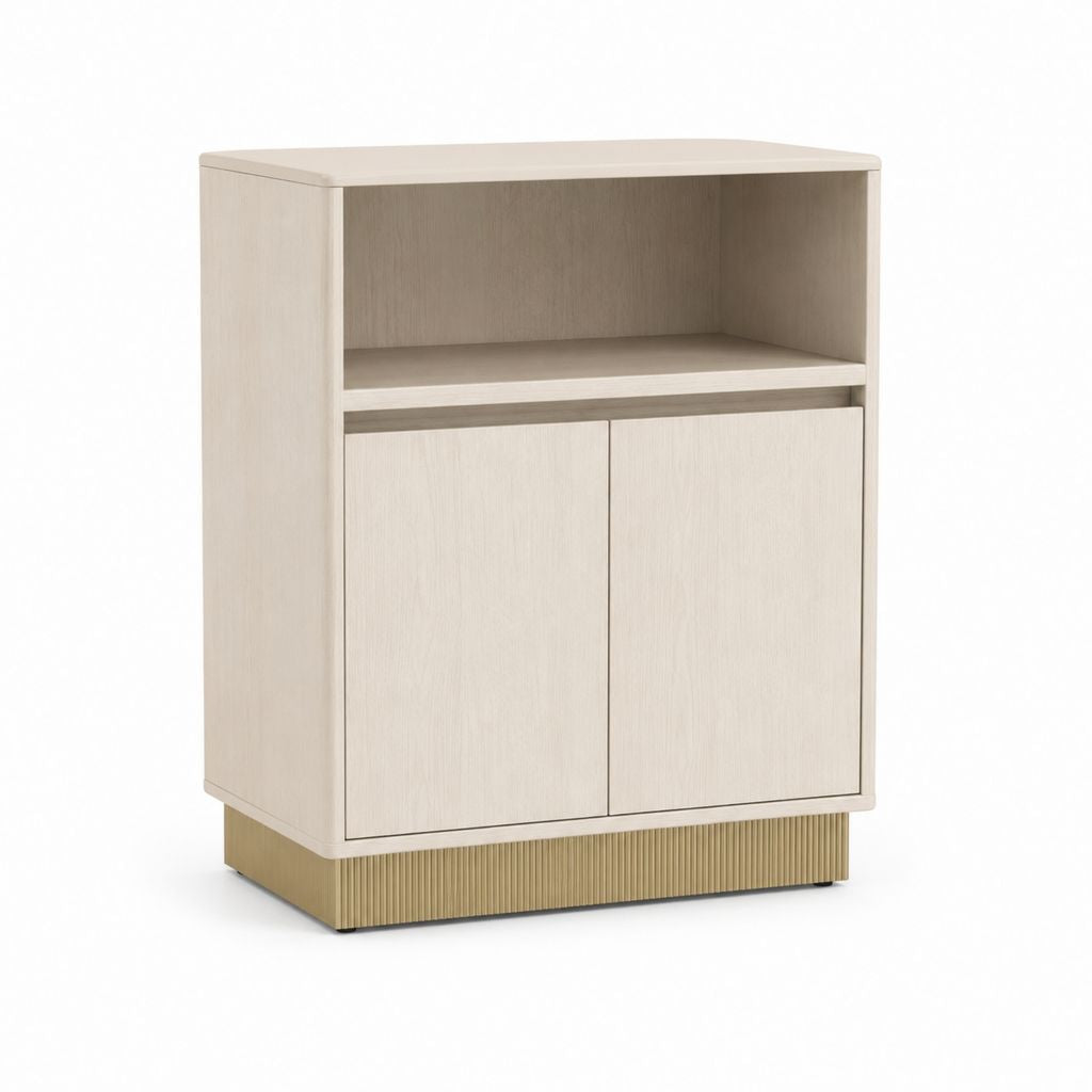 Sideboard mit 2 Türen und offenem Fach in Hellbeige und Gold aus MDF 80 x 40 x 100 cm