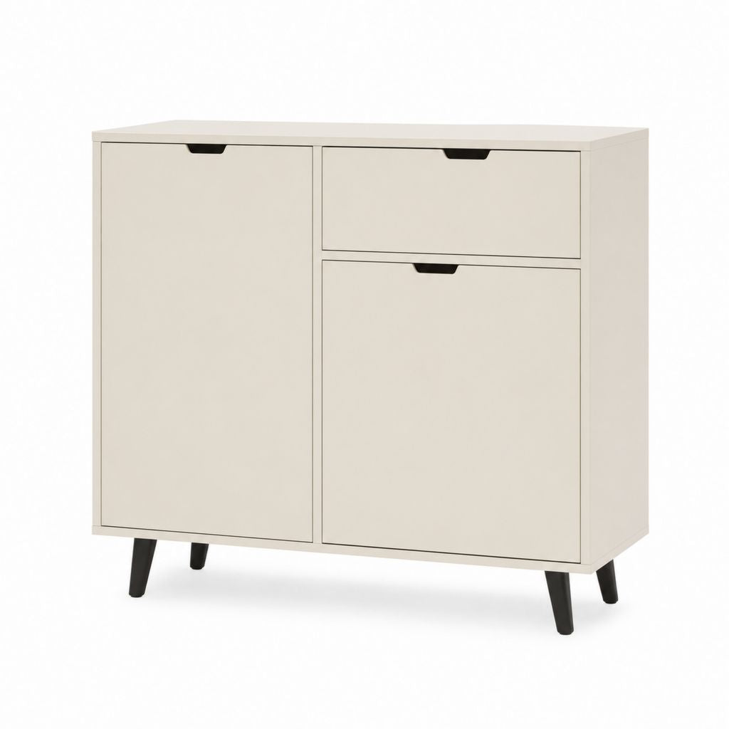 Sideboard Weiß aus Spanplatte rechteckig 80 x 40 x 90 cm mit 2 Schubladen und 1 Tür