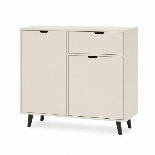 Sideboard Weiß aus Spanplatte rechteckig 80 x 40 x 90 cm mit 2 Schubladen und 1 Tür