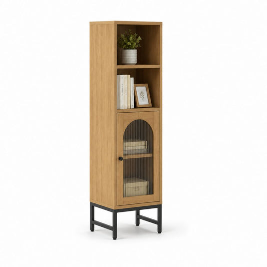 Vitrinenschrank Eiche Spanplatte rechteckig 50 x 40 x 180 cm