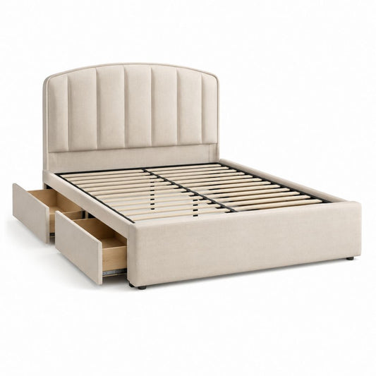 Stauraumbett Beige mit 2 Schubladen Polyester 160 x 200 cm