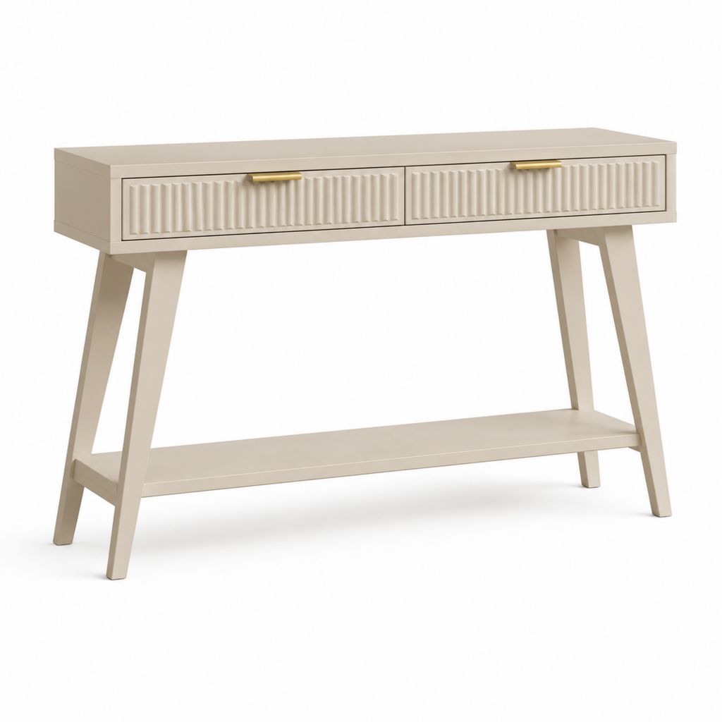 Konsolentisch Beige aus MDF mit 2 Schubladen 120 x 40 x 80 cm